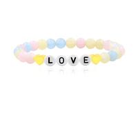 Mayfaith Inspirational POWER/MAMA/LOVE/BELIEVE Bracelet, 6mm White/pink/Candy Color Natural Stone Stretch Motivational Uplifting Jewelry Gift for Men Women, Adjustable, Stone, no gemstone