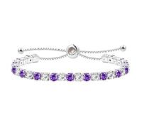 Mayfaith Platinum Box Chain Classic Tennis Adjustable Bracelet, Multi-colored Cubic Zirconia Women's Crystal Gem Bracelet-Hypoallergenic Bracelets, adjustable, Brass, zircon gemstone