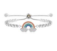 Mayfaith Playful and Cute Sparkling White Cloud Rainbow Zircon Tennis Bracelet, Perfect As A Gift for Mother's Day, Birthday, and Valentine's Day YA4728, Adjustable, Brass, Cubic Zirconia