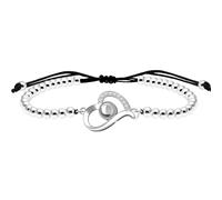 Mayfaith Stainless Steel Beaded Beaded Projection Bracelet 4 Kinds of Fashion Hearts Charm 100 Languages I Love You Jewelry for Mom Wife Lover Valentine's Day Birthday Gift, adjustable, Stainless