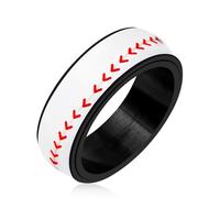 Mayfaith Unique Design 8mm Band baseball Theme Jewelry, Exquisite Stainless Steel Anxiety Relieving Resistant Sports Ring, Gifts for Birthday, Party, Valentine's Day Gift YA5039, One Size, Stainless