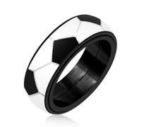 Mayfaith Unique Design 8mm Band soccer Theme Jewelry, Exquisite Stainless Steel Anxiety Relieving Resistant Sports Ring, Gifts for Birthday, Party, Valentine's Day Gift YA5038, One Size, Stainless