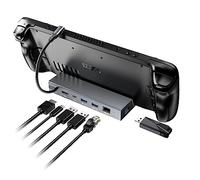MAYFLASH Docking Station for Steam Deck ROG Ally, Mayflash 6-in-1 Steam Deck Dock with HDMI 2.0 4K 60Hz Gigabit Ethernet 1000Mbps 3 USB-A 3.0 USB C PD Charging Port Compatible with Valve Stream Deck