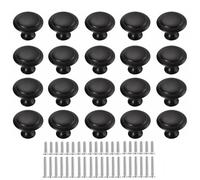MayGreeny 20 PCS Round Kitchen Cabinet Knobs with 2 Sizes Screws, 30mm Kitchen Handles, Vintage Black Drawer Knobs, Cupboard Door Handles for Dresser Drawers, Bathroom Cabinet