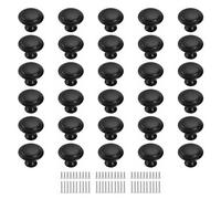 MayGreeny 30 PCS Round Kitchen Cabinet Knobs with 2 Sizes Screws, 30mm Kitchen Handles, Vintage Black Drawer Knobs, Cupboard Door Handles for Dresser Drawers, Bathroom Cabinet