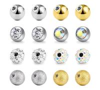 Mayhoop 14g 16g Piercing Balls 1.6mm 1.2mm Stainless Steel Replacement Balls Set 3/5/8mm for Thread Piercing Jewellery Belly Helix Septum Tongue Nipple Eyebrow Lip Labret Silver Black Gold