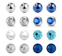 Mayhoop 14g 16g Piercing Balls 1.6mm 1.2mm Stainless Steel Replacement Balls Set 3/5/8mm for Thread Piercing Jewellery Belly Helix Septum Tongue Nipple Eyebrow Lip Labret Silver Black Gold