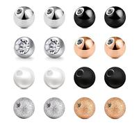 Mayhoop 14g 16g Piercing Balls 1.6mm 1.2mm Stainless Steel Replacement Balls Set 3/5/8mm for Thread Piercing Jewellery Belly Helix Septum Tongue Nipple Eyebrow Lip Labret Silver Black Gold