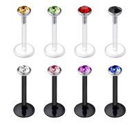 Mayhoop 16G Plastic Lip Bars Tragus Helix Cartilage Earring Studs Piercing 10mm Clear and Black Flexible Retainers for Women Men