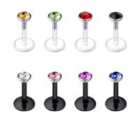 Mayhoop 16G Plastic Lip Bars Tragus Helix Cartilage Earring Studs Piercing 6mm Clear and Black Flexible Retainers for Women Men
