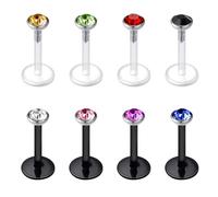 Mayhoop 16G Plastic Lip Bars Tragus Helix Cartilage Earring Studs Piercing 8mm Clear and Black Flexible Retainers for Women Men