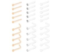 Mayhoop 20g Clear Nose Studs L Shape Nose Piercing Retainer Flexible Nose Bone Flesh Nostril Piercing Retainer for Work Flat Top