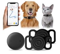 MAYHORY 2 Pack Cat Tracker Collar - Real Time GPS Pet Tracker for Cats and Dogs, No Monthly Fee & No SIM Required, Works with Apple Find My (iOS Only) | Airtag Cat Collar Alternative (Black, 2pcs)