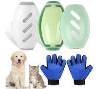 MAYHORY 2Pcs Pet Hair Remover Roller Reusable + 1 Pair Pet Dog Cat Grooming Glove, Gentle & Easy & Fast to Clean Pet Hair Remover for Carpet, Rugs, Stairs, Bedding and Sofa