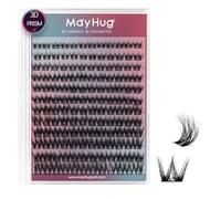 Mayhug 3D Effect Cluster Lashes 144Pcs Individual Eyelashes 8-16mm Mixed Fluffy Lashes Cluster Eyelash Extensions D Curl Eyelash Extensions DIY at Home (Prism)