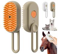 Mayhug Chevaroo 3-in-1 Rechargeable Steam Brush With One-Click Spray - Massage Comb for Pet Hair Cleaning and Grooming - for Horse, Dog, Cat (Coffee)