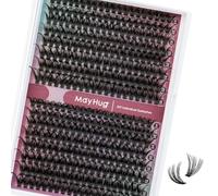 MayHug Clusters Lashes 50D Natural Cluster 320Pcs Lash Individual Eyelashes 9-16mm Wispy Cateye EyeLash DIY at Home