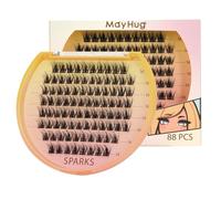 Mayhug Eyelash Extensions, Natural Individual Eyelashes, D Curl Cluster Lashes, DIY Eyelashes for Home, Fake Lashes (Sparky, 14 mm)