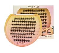 Mayhug Eyelash Extensions, Natural Individual Eyelashes, D Curl Cluster Lashes, DIY Eyelashes for Home, Fake Lashes (Sparky, 10 mm)