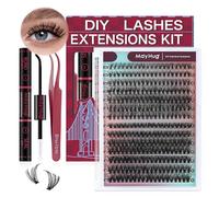Mayhug Eyelash Extensions Set, 30 + 40D Lash Extension Set, 9-16 mm Cluster Lashes, 280 Pieces, D Curl, Individual Eyelashes, Natural DIY Lash Extension Set for Beginners (30 + 40D-9-16 Mix Kit)
