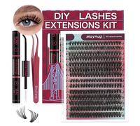 Mayhug Eyelash Extensions Set, 40 + 50D Lash Extension Set, 9-16 mm Cluster Lashes, 280 Pieces, D Curl, Individual Eyelashes, Natural DIY Lash Extension Set for Beginners (40 + 50D-9-16 Mix Kit)