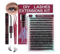 Mayhug Eyelash Extensions Set, 50D Lash Extension Set, 9-16 mm Cluster Lashes, 280 Pieces, D Curl, Individual Eyelashes, Natural DIY Lash Extension Set for Beginners (50D-9-16 Mix Kit)