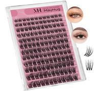 MayHug Fluffy Volume Lashes 8-18mm 3D Individual Russian Lashes 144 Pcs Cluster D Curl DIY Extension Kit Triumph