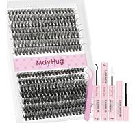 Mayhug Lash Extension Set, 40 + 50D Eyelash Extensions Set, 9-16 mm, Cluster Lashes, 280 Pieces, D Curl, Individual Eyelashes, Natural DIY Lash Extension Set for Beginners (40 + 50D Kit)