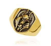 MayiaHey Anubis Ring, Gothic Wolf Head Ring for Men, Egyptian God Anubis Amulet Ring Nordic Viking Wolf Animal Ring Anubis Wolf Jewellery, 18.9, Non-precious metal