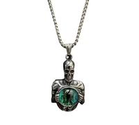 MayiaHey Evil Eye Demon Skull Pendant, Gothic Skull Blue Eye Necklace for Men, Punk Skull Eye of Hell Necklace Devil Skull Dragon Eye Jewelry, Vintage Skull Evil Eye Amulet Pendant Necklace for mens