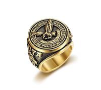 MayiaHey Flying Eagle Ring, Eagle Bird Ring for Men, Gold Hawk Ring Punk American Eagle Jewelry, Vint- Bald Eagle Ring Eagle Coin Ring Flying Hawk Ring -s, 9, Metal, No Gemstone