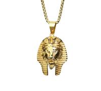 MayiaHey Gold Norse Viking Necklace Vintage Egyptian Lion Pharaoh Jewelry, Hip Hop Gothic Lion Head Animal Pendant Necklace for mens