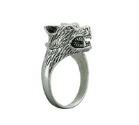 MayiaHey Howling Wolf Head Ring, Norse Viking Wolf Head Biker Ring for Men, Wolf Head Compartment Ring Punk Warrior Wolf Head Jewelry, Hip Hop Wolf Head Animal Ring for mens, Metal, No Gemstone