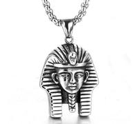 MayiaHey Silver Egyptian Pharaoh Pendant, Pharaoh Portrait Necklace for Men, Hip Hop Pharaoh Head Necklace Egyptian King Pharaoh Charm Jewelry, Punk Pharaoh Amulet Pendant Necklace for mens