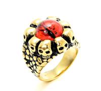 MayiaHey Skull Head Devil Eye Ring, Gothic Skull Evil Eye Ring for Men, Red Stone Dragon Eye Ring Eye of Hell Biker Jewelry, Punk Skull Demon Eye Ring Vintage Rock Skull Evil Eye Ring for mens, Metal