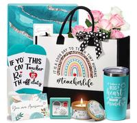 MAYICIVO Best Teacher Appreciation Gifts for Women, End of Year Teacher Gifts from Student, Thank You Gift Basket Funny Daycare Teachers Unique Birthday Xmas Gift for Teachers w/Canvas Tote Bag