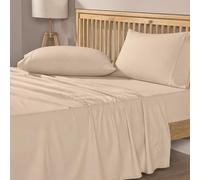 Mayil Manor 100% Natural Cotton Sheets Queen Size Bed Set | 500 TC Single-Ply Sateen Weave | Breathable & Hypoallergenic Solid 4-Piece Bedding with Deep Pocket Fitted, Flat, Pillowcase | Cream Beige