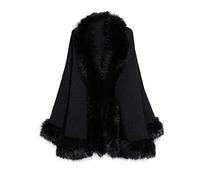 MAYILNSIN Faux Fox Fur Shawl Women's Winter Bridal Cape for Wedding Fur Trim Wrap for Bridesmaid Cloak Coat with Fur Trim Poncho