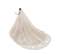 MAYILNSIN Tulle Bridal Veil Sequins Lace Extra Long Floor Veils with Free Comb 2 Tier Wedding Accessories for Bride Lady (WHITE, 5M)