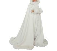 MAYILNSIN Wedding Cape Hooded Cloak for Bridal Winter Long Bridal Wraps Warm Cape