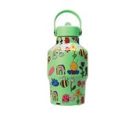 Mayim Mini Flow Trail Kids Water Bottle 15 oz, Flip-Up Straw, Carry Handle, Vacuum Insulated Stainless Steel, Leak Proof, 12 Hours Cold, BPA Free (Mint/Rainbow Bee)