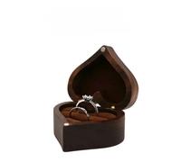 MAYINGLON Ring For Wedding Ceremony Jewelry Box Storage Proposal Wedding 1PCS Engraving Custom Love Heart Shaped Walnut Wood Ring Box(7 * 6 * 4cm) Ring Boxes For Jewellery(Type-M)