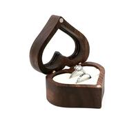 MAYINGLON Ring For Wedding Ceremony Jewelry Box Storage Proposal Wedding 1PCS Engraving Custom Love Heart Shaped Walnut Wood Ring Box(7 * 6 * 4cm) Ring Boxes For Jewellery(Type-I)