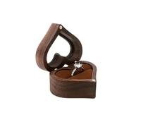 MAYINGLON Ring For Wedding Ceremony Jewelry Box Storage Proposal Wedding 1PCS Engraving Custom Love Heart Shaped Walnut Wood Ring Box(7 * 6 * 4cm) Ring Boxes For Jewellery(Type-D)