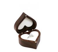 MAYINGLON Ring For Wedding Ceremony Jewelry Box Storage Proposal Wedding 1PCS Engraving Custom Love Heart Shaped Walnut Wood Ring Box(7 * 6 * 4cm) Ring Boxes For Jewellery(Type-E)