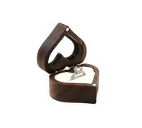 MAYINGLON Ring For Wedding Ceremony Jewelry Box Storage Proposal Wedding 1PCS Engraving Custom Love Heart Shaped Walnut Wood Ring Box(7 * 6 * 4cm) Ring Boxes For Jewellery(Type-B)