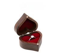 MAYINGLON Ring For Wedding Ceremony Jewelry Box Storage Proposal Wedding 1PCS Engraving Custom Love Heart Shaped Walnut Wood Ring Box(7 * 6 * 4cm) Ring Boxes For Jewellery(Type-H)