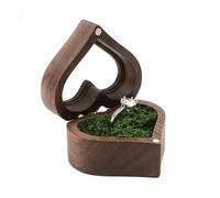 MAYINGLON Ring For Wedding Ceremony Jewelry Box Storage Proposal Wedding 1PCS Engraving Custom Love Heart Shaped Walnut Wood Ring Box(7 * 6 * 4cm) Ring Boxes For Jewellery(Type-A)