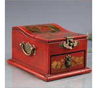 MAYINGLON Ring Props Dragon And Phoenix Double Happiness Box Wooden Jewelry Dressing Style Storage Mirror Ring Boxes For Jewellery