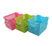 Mayish 5L Plastic Stackable Basket with Carry Handles, Official Stackable Plastic Storage Basket, 6 Pack